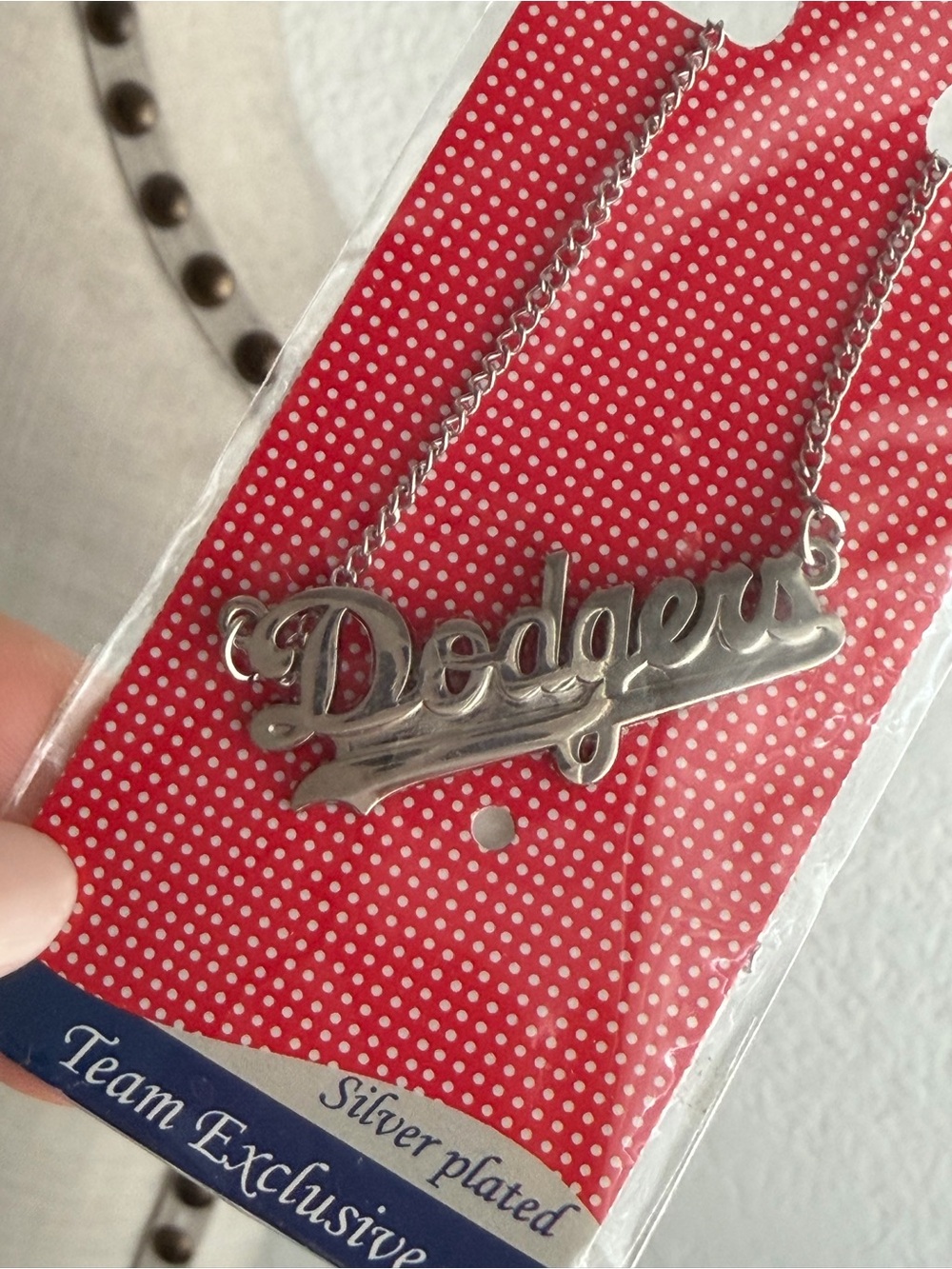 Wincraft Silver Dodgers Script Necklace